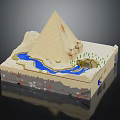 Detailed Doll Pyramid Model Scene With River Vegetation And Base Details 3d model