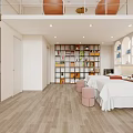 Clothing Store Interior With White Decor Staircase Round Pendant Lights Display Shelves And Front Desk