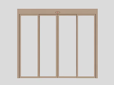Modern Four Panel Sliding Doors With Beige Frame And Glass Panels 3d model