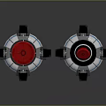 Cylindrical Equipment With Red Top Blue Light Strip And Base Stand Design Structure