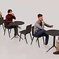 People Seated At Round Tables Enjoying Coffee In Modern Casual Setting