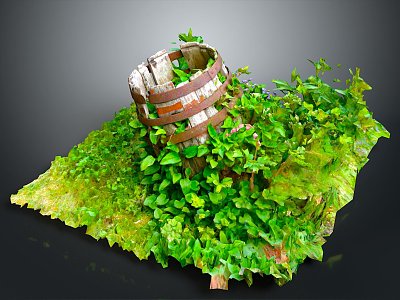 Wooden Barrel Water Barrel Old Wooden Barrel Water Barrel Pot Container Realistic 3d model