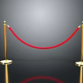Elegant Barrier Setup With Golden Stanchions Red Velvet Rope And Reflective Base