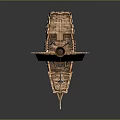 Wooden Sailing Ship With White Sail Red Cross And Historical Deck Details