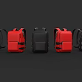 Stylish Black And Red Backpacks Displayed In Trendy Arrangement For Fashionable Use