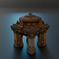 Ancient Architectural Pavilion Structure With Ornate Dome Carved Columns And Decorations