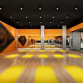 Spacious Modern Fitness Gym With Treadmills Exercise Bikes And City Night View