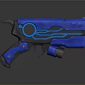 Sci Fi Gun Design With Blue Frame Glowing Lines And Circular Light