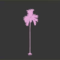 Isolated Palm Tree With Slender Trunk And Brownish Leaves Against Gray Black Gradient Background