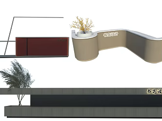 Modern reception bar 3d model