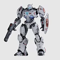 Electric Toy Robot Mecha Action Figures With Silver Gray Red Blue Accents And Weapon Accessories