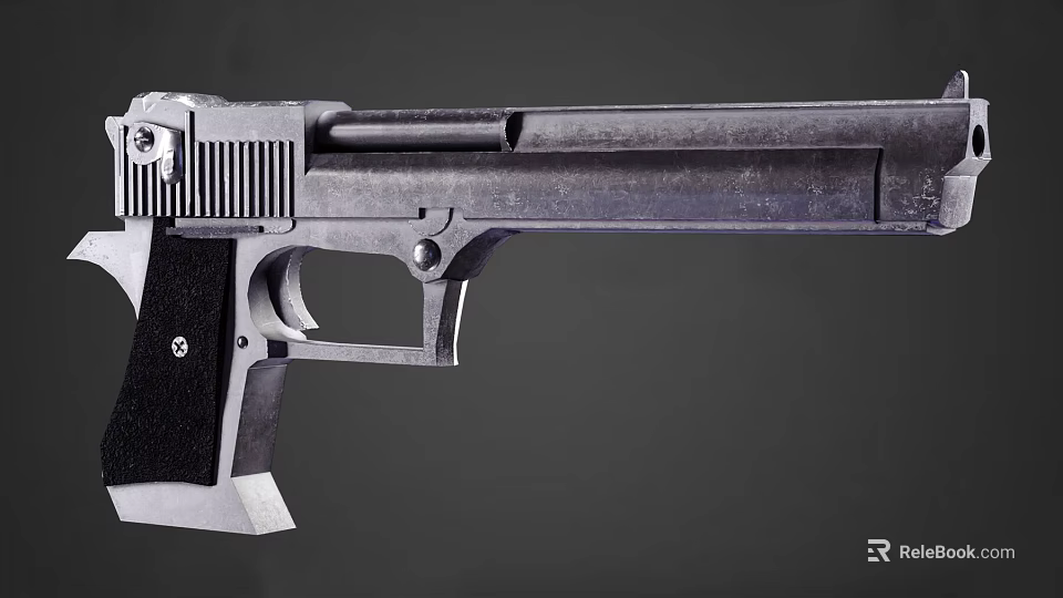 Classic Metal Pistol With Black Grip Sleek Barrel And Vintage Design Features 3d model 