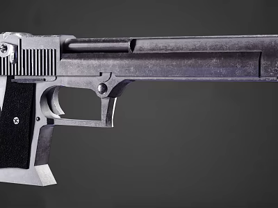 Classic Metal Pistol With Black Grip Sleek Barrel And Vintage Design Features 3d model