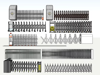 Various Types of Retractable Gates with Different Designs and Security Features 3d model