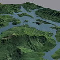 Aerial Planning of Mountainous Terrain With Water Bodies and Green Landscape