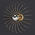 Modern Gold Radiant Wall Light with Silver Ball Center and Metal Frame