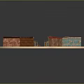 Various Colorful Building Models on Circular Platform with Textured Roofs and Walls