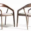 Modern Wooden Leisure Chair With Curved Armrest And Soft Fabric Seat Cushion