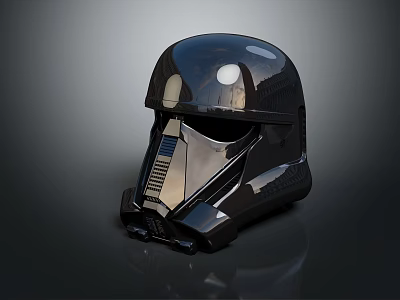 Sleek Black Tactical Helmet With Glossy Reflective Surface And Futuristic Design 3d model