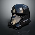 Sleek Black Tactical Helmet With Glossy Reflective Surface And Futuristic Design