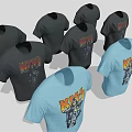 KISS Band Graphic T Shirts With Blue And Black Color Options And Band Art 3d model