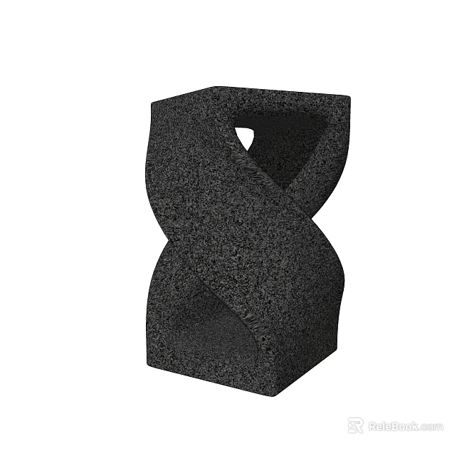 Modern Black Side Table With Intertwined Geometric Structure Textured Surface And Hollow Center Design 3d model 