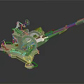 Green Military Vehicle Featuring Heavy Duty Cannon And Mounting Structure