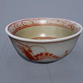 Ceramic Dinnerware Set with Red and White Floral Pattern Bowl for Table Setting 3d model