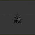 Detailed Military Helicopter With Camouflage Paint Rotor Blades And Dark Background Design