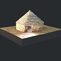Traditional Stone Dome Structure With Circular Shape And Small Doorway On Square Base 3d model