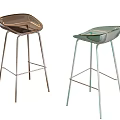 Modern Transparent Bar Stools With Metal Frames And Different Transparent Tints 3d model