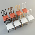 Modern Dining Chairs Black And White Frame With Vertical Slat Backrest Padded Seat