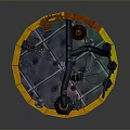 Plant Growth On Circular Platform With Mechanical Pipes And Laboratory Apparatus