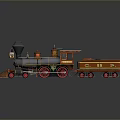 Vintage Steam Train Model With Black And Red Decorative Design Details