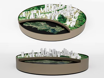 Round Shaped Commercial Urban Planning Model Equipment Featuring Building And Green Space 3d model