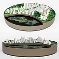 Round Shaped Commercial Urban Planning Model Equipment Featuring Building And Green Space