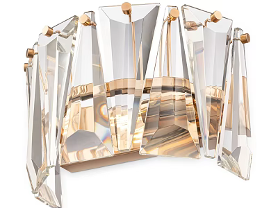 Elegant Modern Crystal Wall Sconce With Transparent Geometric Design And Gold Accents 3d model