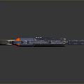 Futuristic Blue Orange Red Pistol With Brown Grip Textured Sci Fi Weapon Design