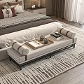Modern Bedroom Interior Design With Bed Bench Pillows And Area Rug 3d model