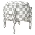 Stylish Brown Leather Ottoman With Wooden Legs And Metal Straps