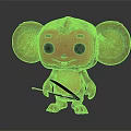 3D Monkey Character Figurine With Big Ears Holding Slingshot Brown Design