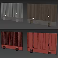 Modern Gray Textured Wall Design With Vertical Slats And Hanging Pendant Lights