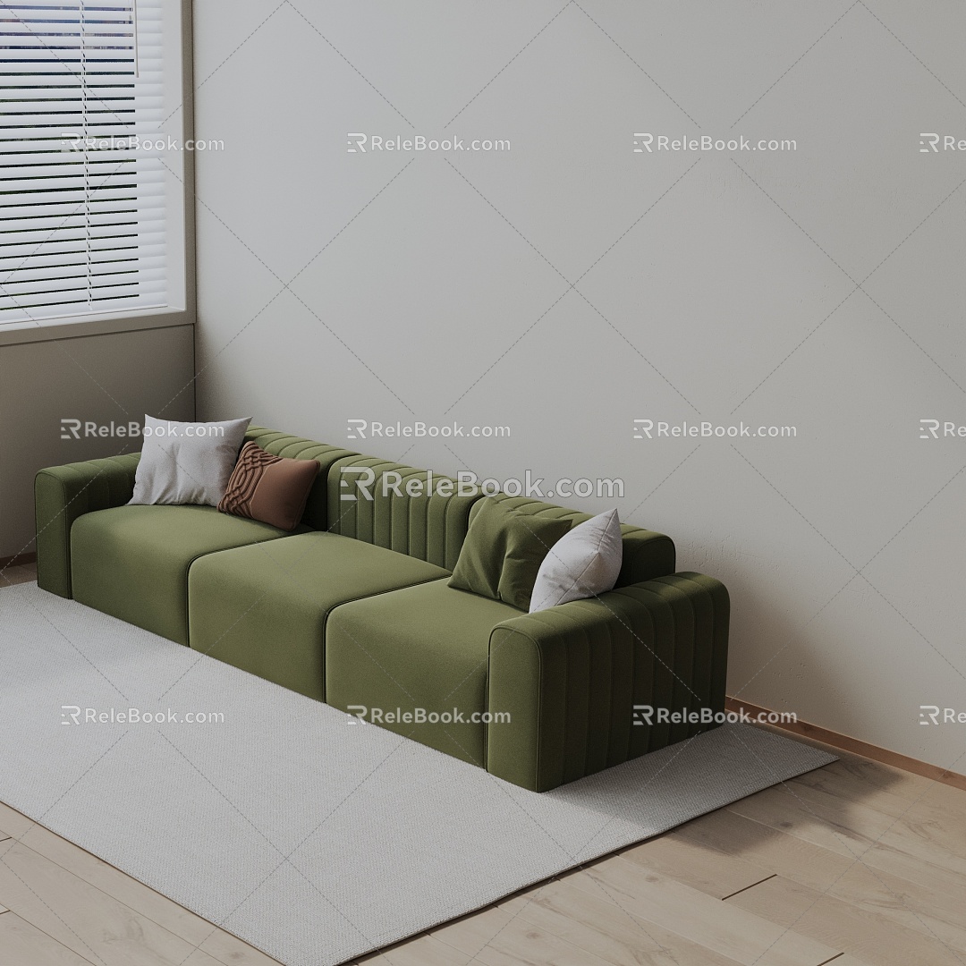 Three-seat sofa 3d model