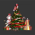 Christmas Tree Decorated With Red Star Ribbons Gift Boxes And Candy Canes
