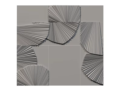 Modern Fan Shaped Striped Wall Decor With Geometric Arrangement On Gray Background 3d model