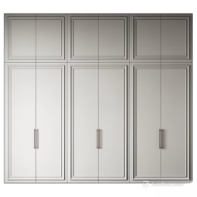 Sleek Modern Chest of Drawers With White Finish And Metal Handles For Home Storage 3d model 