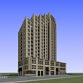 High Rise Building Exterior Design With Multiple Floors And Surrounding Roads Green Areas Intersection