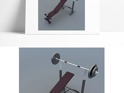 Adjustable Weight Bench With Barbell For Home Gym Workout Equipment 3d model