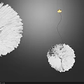 Fluffy White Feather Inspired Modern Chandeliers In Two Sizes With Hanging Design And Inner Lighting