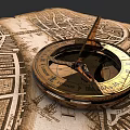 Vintage Golden Clock Placed On Antique Map With Classic Design Elements 3d model
